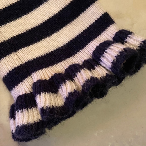 Boden Bernadette Striped Navy and White Ruffle Trim Sweater Size 10 - Picture 13 of 14